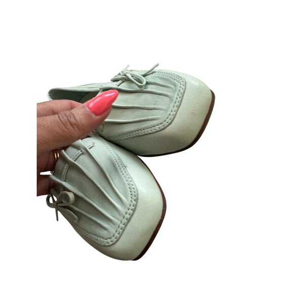 ENZO ANGIOLINI Light Green Seashell Leather Loafers Flats Size 5.5 - Picture 7 of 9